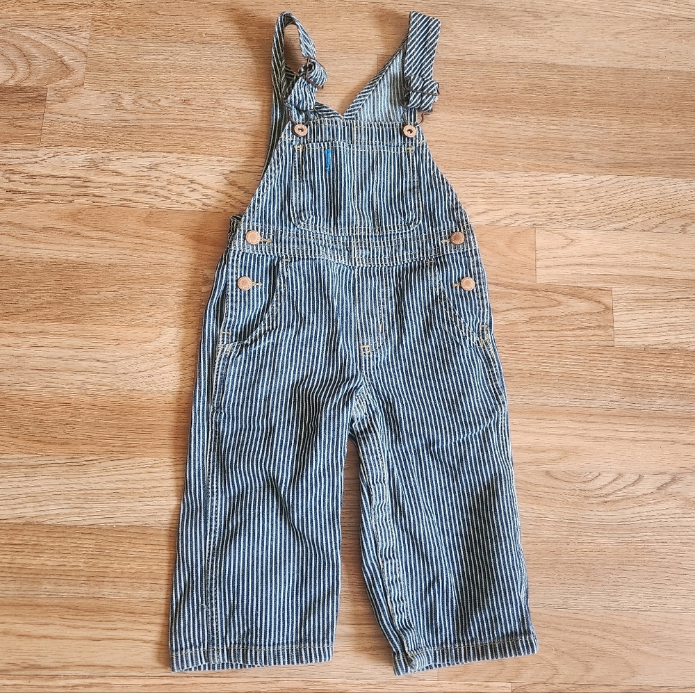 OshKosh B'gosh Railroad Conductor Pinstriped Overalls Size 18M